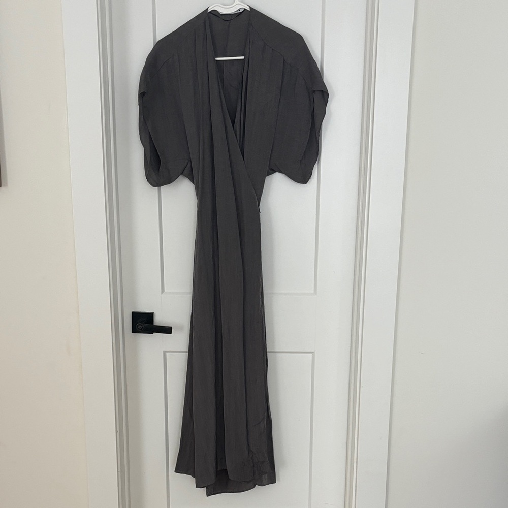 Zara Slate Gray Wrap Maxi Dress